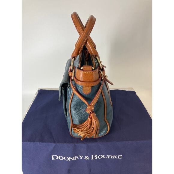 DOONEY & BOURKE NAVY-TEAL  PEBBLED LEATHER LARGE HANDBAG - Picture 4 of 16